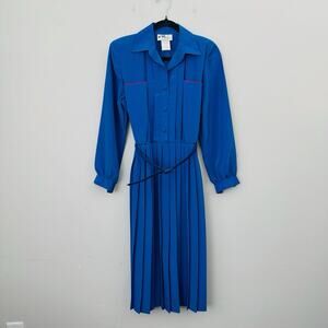 Willi Of California Blue Long Sleeve Button Up Dress With Belt Women’s Size 4